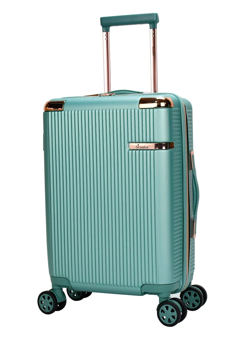 سيناتور حقيبة سفر بعجلات مزدوجة متوسطة الحجم من بلاستيك  خفيف الوزن مع قفل  مدمج أخضر